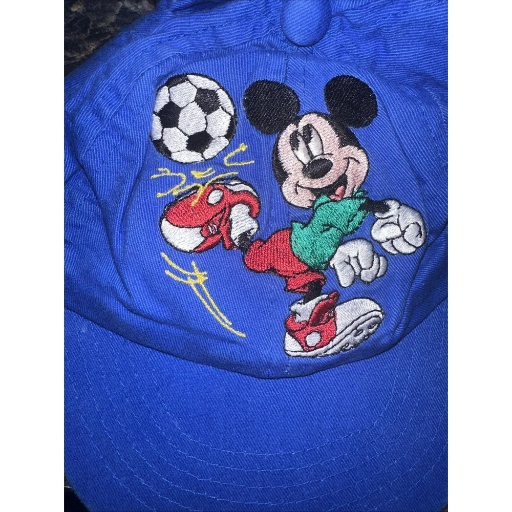 Mickey Mouse Soccer Mickey Kids Vintage Disney Strapback Cap‎ Hat View Pics